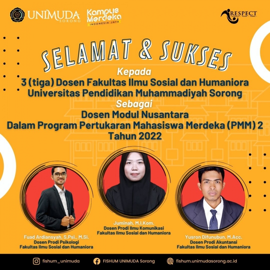 3 (tiga) Dosen Fakultas Ilmu Sosial dan Humaniora lolos sebagai Dosen Model Nusantara 2 Tahun 2022