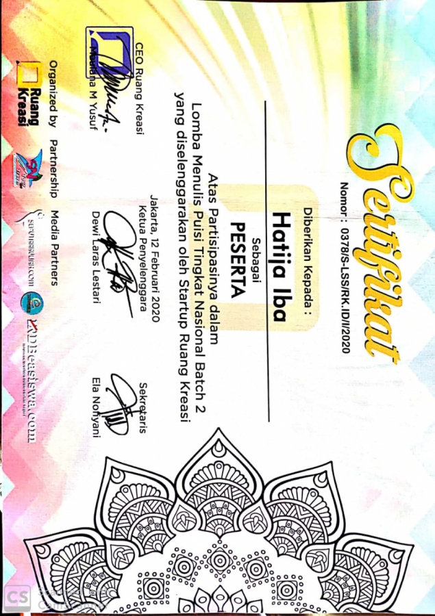 Partisipasi Mahasiswa FISHUM di Tingkat Nasional. Hatija Iba, Peserta Lomba Menulis Puisi Tingkat Nasional